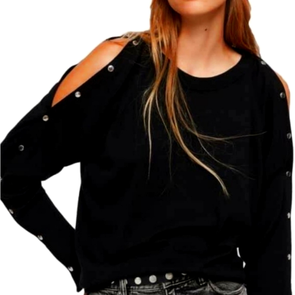 OLIVE GREEN -  AllSaints Snap Sleeve Sweater in green NOT black as pictured :)